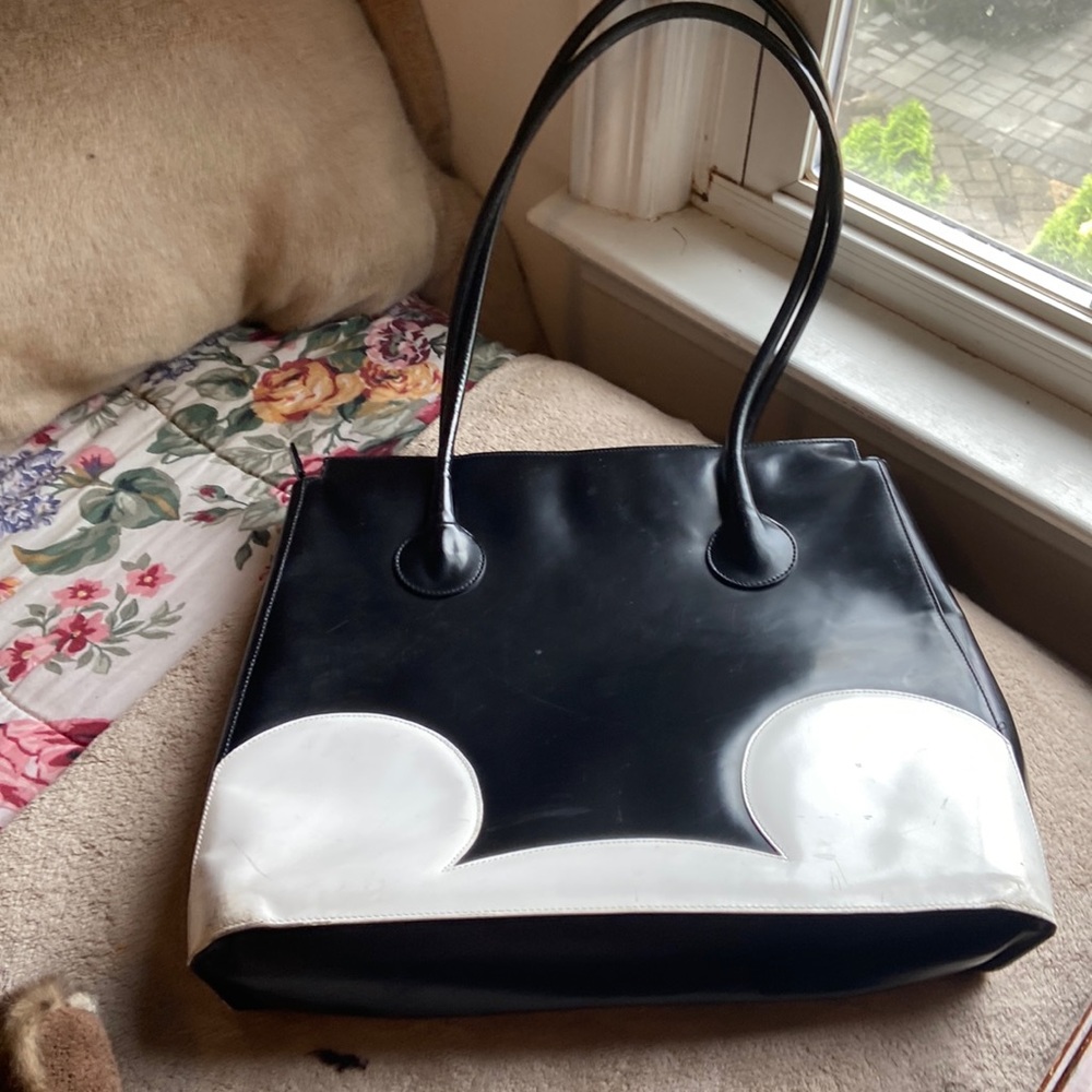 Rare vintage Mickey Mouse bag in black and white 12” x 15”